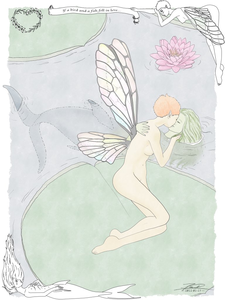 Drawings|Mermaid and faerie